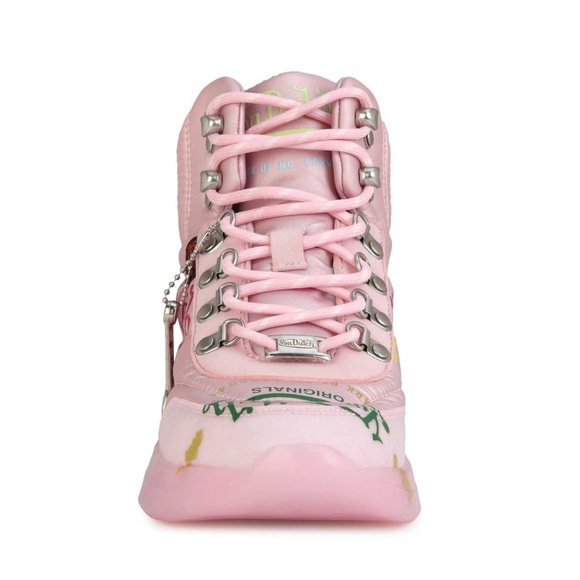 Von Dutch PINK PUFFER All Over Logo Print SHOE/Boot | NEW/NIB w/ Dust Bag!!🩷🩷 - Picture 3 of 16